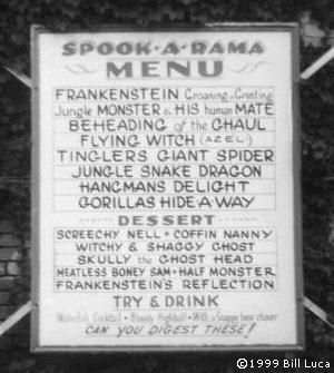 Spook-A-Rama Menu