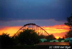 Steel Force second hill at dusk